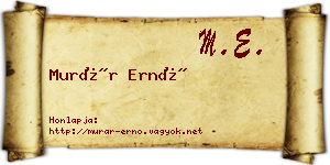Murár Ernő névjegykártya